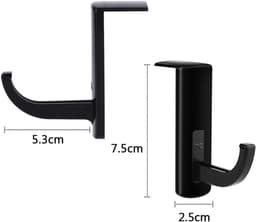 Koptelefoonhouders - 4 Stuks - Headset Haak - Headset Hanger - Kunststof - Klevend - voor PC-monitor/Bureau - 7.5*2.5*5.3cm - Zwart — thumbnail 5