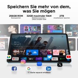 DOOGEE V Pad 5G tablet - 12 inch 2,4K + 90Hzscherm - Android 15 -MediaTek Dimensity 7050 processor - Ondersteuning voor 5G simkaart - 32 GB RAM + 256 GB (2TB TF) - 8800mAh/18W- gaming tablet - vier luidsprekers - WiFi 6 - Face ID- OTG - GPS — thumbnail 3
