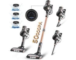 INSE Steelstofzuiger Draadloos - Stofzuiger Draadloos - 6-in-1 - S7P -Zwart - Lichtgewicht Steelstofzuiger - 40 kPa, 60 min. gebruiksduur - 65 dB - 1.2 L tank