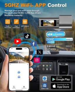 Dashcam voor auto voor en achter – Dual dashcam – Voor- en achtercamera – Autocamera – Full HD dashcam – Dashcam met nachtzicht – Dashcam met bewegingssensor – Groothoeklens – Parkeermodus – Loop recording – Dashcam met SD-kaart — thumbnail 2