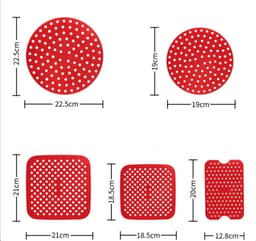 Herbruikbare siliconen matten voor airfryer, set van 4, 7,5 inch (ca. 19 cm), rond/vierkant, antiaanbak, BPA-vrij, herbruikbaar, accessoires voor airfryer — thumbnail 5