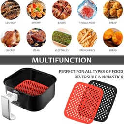 Herbruikbare siliconen matten voor airfryer, set van 4, 7,5 inch (ca. 19 cm), rond/vierkant, antiaanbak, BPA-vrij, herbruikbaar, accessoires voor airfryer — thumbnail 2