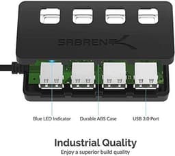 4-poorts USB 3.0 Hub met LED-verlichting en Power Switches — thumbnail 3