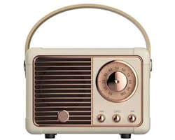 Gigicial Retro Bluetooth Speaker - Vintage Bluetooth Speaker - Draagbaar & Mini Retro Design+Crystal Clear Sound - 1 - Voor Buiten/Thuis+Gebroken Wit