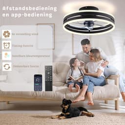 VIN® Plafondventilator Met Verlichting - Smart Lamp Met Afstandsbediening – Plafonniere Keuken Lamp Met 6 Ventilatiesnelheden - Woonkamerlamp – Plafond Ventilator Lamp Met Timer - Wit — thumbnail 3