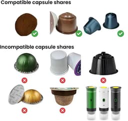 Amolass - Draagbare Koffiemachine Cups - Espressomachine - Koffiezetapparaat - Gemalen Bonen - Zwart - 24.5x8.3cm - Voor Onderweg — thumbnail 3