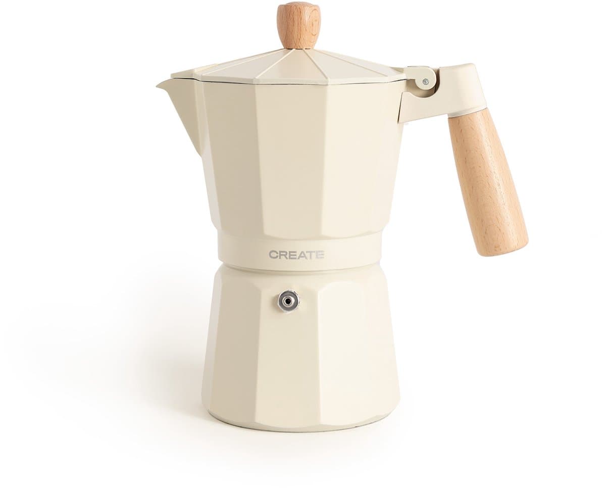 CREATE - Italiaanse koffiezetter - Gebroken wit - Zonder inductieadapter - 9 kopjes / 450ml - THERA MOKA RETRO — afbeelding 1