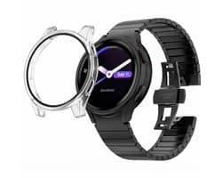 Hoesje + Screenprotector Garmin Vivoactive 6 – Gehard Glas Cover + Shock Proof Case – Zwart