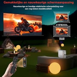 Egoods Beamer - Mini Beamer Wifi 6 & Bluetooth – Full HD 1080P Projector – Elektronische Focus & Keystone - Geluidsarm – 300 ANSI – Thuisbioscoop Beamer voor iPhone, Android, Laptop & TV Stick — thumbnail 3