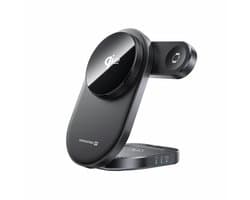 Swissten Magbase 3 in 1 Draadloze Oplader Opvouwbaar - 27W - Geschikt voor iPhone 12/13/14/15/16/17, Airpods en Apple Watch - Zwart