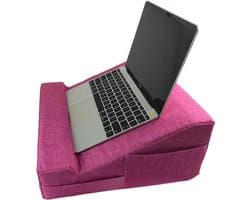 Laptopkussen met Standaard – Ergonomisch Laptop Kussen voor Bank en Bed, Geschikt voor Laptop, Tablet en Lezen, Comfortabel voor Thuiswerken-Roze