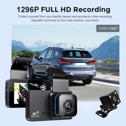 Dashcam Auto 1296P dashcamera, voor full HD dashcamera, auto, met 32G SD-kaart, 3,0 inch IPS-scherm, dual camera met wifi, GPS, 480p achter, loopopname, 140° groothoek, app-bediening, achteruitrijhulp, — thumbnail 5