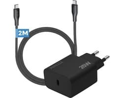 Phreeze usb C oplader 25w - Usb c naar usb c kabel 2 meter - Super fast charger voor smartphone tablet en laptop