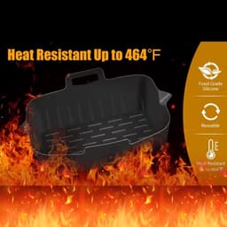 OIMG Airfryer Accessoires 2 Stuks - Bpa Vrij - Airfryer Siliconen Bakje - 19cmx6cm - airfryer-liners - Bakvorm - Vaatwasserbestendig - Heteluchtfriteuse Bakvormen - Herbruikbare - hittebestendige siliconen - Non-Stick - grijls — thumbnail 2