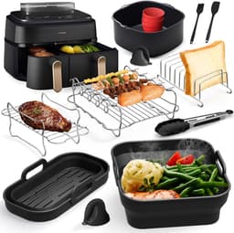 Accessoires Heteluchtfriteuse Gescht voor Philips Airfryer 3000-5000 Serie 9L, Opvouwbare Siliconenvorm Herbruikbare Ovenschaal voor Philips Dual Basket Airfryer NA350/NA550 9L — thumbnail 2