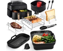 Accessoires Heteluchtfriteuse Gescht voor Philips Airfryer 3000-5000 Serie 9L, Opvouwbare Siliconenvorm Herbruikbare Ovenschaal voor Philips Dual Basket Airfryer NA350/NA550 9L