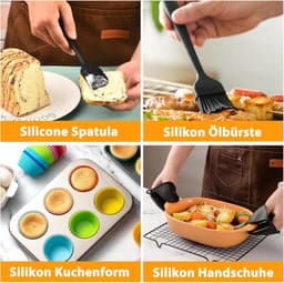 Heteluchtfriteuse Accessoires Gescht voor Philips Dual Basket Airfryer 3000-serie 6L/3L - 23pcs Airfryer Siliconen vorm Accessoireset - Grillrooster, Cake Broodvorm voor Philips Airfryer Dual Basket(grijs) — thumbnail 7