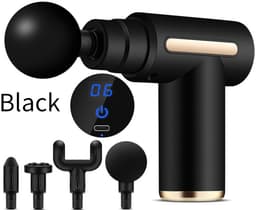 Kraftverdia - Massage Apparaat - Massage Gun - Fascia Gun - Massagepistool - 6 snelheidsinstellingen en 4 massagekoppen - Laag geluidsniveau - Geschikt voor nek, armen en benen - Zwart — thumbnail 1