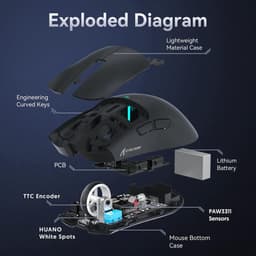 ATTACK SHARK X11 - RGB Gaming Muis - Magnetisch Oplaaddock - PAW 3311 Sensor - 59g Lichtgewicht - Bedraad + 2.4G + BT - 22.000 DPI - Zwart — thumbnail 4
