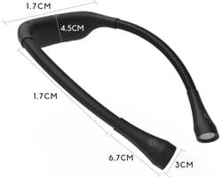 Quvo® Neklampje - Neklamp - Flexibele Neklamp - Oplaadbaar - 3 Standen- Zwart- 16cm x 5cm x 18cm