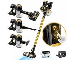 AG4200 Steelstofzuiger Draadloos - Platinum Gold - Stofzuiger Zonder Zak - Geschikt voor Dierenharen - Krachtig - Kruimeldief - Draadloze Stofzuigers - Steelstofzuigers - Kruimelzuiger - Compact & Licht - LED verlichting Zuigmond