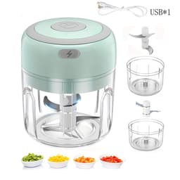 Mini keukenmachine 250 ml, vleesmolen, kleine keukenmachine met 3 roestvrijstalen messen, elektrische hakmolen, Geschikt voor vlees, groenten en fruit. — thumbnail 5