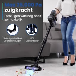 Saaf G80 Steelstofzuiger - 150W - Steelstofzuiger Draadloos - Stofzuiger Zonder Zak - 7-delige set met Buigbare Steel - 22kPa - Kruimeldief - Zwart — thumbnail 5