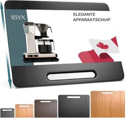 Ibyx Bamboe Schuifplank - Krasvrije Onderzetter met Wieltjes voor Koffiezetapparaat, Airfryer & Espressomachine - Keuken Organizer — thumbnail 1