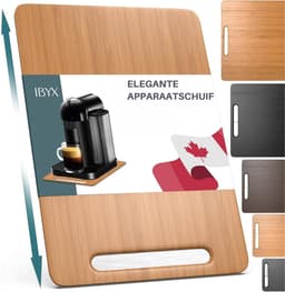 Ibyx Bamboe Schuifplank - Krasvrije Onderzetter met Wieltjes voor Koffiezetapparaat, Airfryer & Espressomachine - Keuken Organizer — thumbnail 1