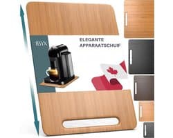 Ibyx Bamboe Schuifplank - Krasvrije Onderzetter met Wieltjes voor Koffiezetapparaat, Airfryer & Espressomachine - Keuken Organizer