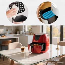 1 stuk Zwarte vierkante Airfryermat - Antiaanbaklaag voor eenvoudig schoonmaken - Kookmat - Hittebestendige bakmat - 190*190*1,4 mm - Geschikt voor koken en bakken in de Airfryer thuis - Zwart. — thumbnail 2