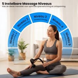 Home Vibes® Massage Apparaat voor Nek, Rug, Schouders en Benen - Massage Gun - Professioneel Massageapparaat - Vaderdag Cadeau - Lange Ergonomische Hendel - 4 Opzetstukken - 5 Standen - Draadloos - Zwart — thumbnail 2