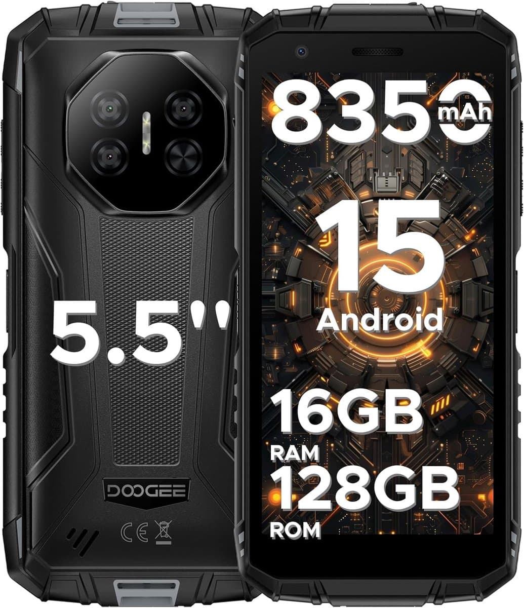 DOOGEE Fire 3 Pro 4G - Robuuste Smartphone - Outdoor telefoon - 16 GB RAM+128 GB/2TB TF - Android 15 - 8350 mAh/18 W - 5,5 inch HD+ - Gemini AI - NFC - GPS - Face ID - Vingerafdrukscanner - Grijs — afbeelding 1