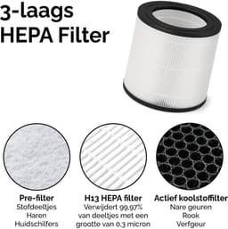 Øvaal Luchtreiniger - Air Purifier - met vervangbaar HEPA13 Filter + koolstoffilter - 250 m³/u - Helpt tegen stof, huisstofmijt, hooikoorts en allergie - Slaapstand en Automatische Stand - Luchtkwaliteit Indicator — thumbnail 4