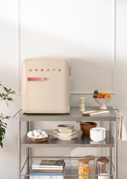 CREATE - Koelkast in retrostijl - Zand - Handvat Terracotta - FRIDGE RETRO 48L — thumbnail 5