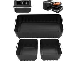 Ninja AF500EU Accessoires - 10.4L + 2x 5.2L Silicone Vormen - Ovenbestendig, Afwasmachinebestendig - Zwarte Bakvorm voor Dual Zone Airfryer