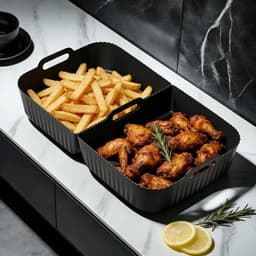 3 Stuks Groter Siliconen Airfryer Pan Gescht voor Ninja Dual Foodi FlexDrawer AF500EU, Airfryer Siliconen Pot Mand voor Ninja AF500EU 10,4L, Airfryer Accessoires Basket voor Ninja luchtfriteuse — thumbnail 6