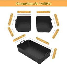 Airfryer Accessoires Gescht voor Ninja Foodi flexdrawer AF500EU 10,4 L, 3 stuks siliconen vorm, herbruikbare airfryer-accessoires, heteluchtfriteuse accessoires voor Ninja Foodi flexdrawer AF500EU — thumbnail 5