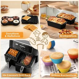 Ninja Heteluchtfriteuse Accessoires - Airfryer Accessoires Gescht voor Ninja Foodi Max Dual Zone AF400EU AF451EU 9,5L, Siliconenvorm Heteluchtfriteuse voor Russell Hobbs 2 Kamers 9L — thumbnail 6