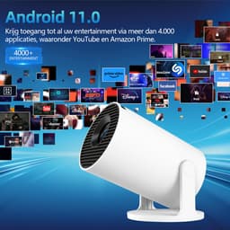 Mini Beamer - Mini 4K Projector Draagbare Videoprojector - Android 11 - WiFi 6 en Bluetooth 5.4 - 180° Draaibaar - 1080P Full HD - Voor Telefoon PC en Home Cinema — thumbnail 4