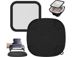 Airfryer accessoires Gescht voor Ninja CRISPi 1x roestvrij staal fijnmazige spatbescherming + 1x siliconen hittebestendige onderlegger voor Ninja heteluchtfriteuse FN101EUGY, FN101EUST en