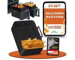 UNBOX Airfryer Siliconen Bakje - Airfryer Accessoires - Airfryer Bakpapier - Airfryer Mandje - Geschikt voor Dual Airfryers - Ninja Foodi AF300, AF400, AF451