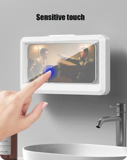 Waterdichte telefoonhouder voor onder de douche - 360° draaibaar - Telefoonhouder voor de badkamer - Wandmontage in de keuken - 19,2*11,3*3,5 cm - Geschikt voor dagelijks gebruik in badkamer en keuken - Wit — thumbnail 4