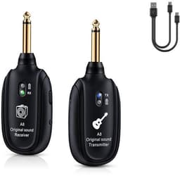 A8 Draadloze Gitaarzender-Ontvanger Systeem - 2.4GHz oplaadbaar, 24-bit/48KHz audio - lage latentie <4ms voor elektrische gitaar & bas - heldere draadloze audio voor MUZIEK en BASGITAREN — thumbnail 1