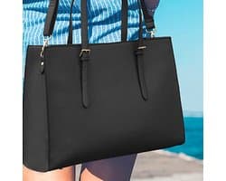 Handtas Shopper Dames Grote Zwarte Handtas Lederen Schoudertas Werktas Grote Laptop Business School Tas 15,6 Inch