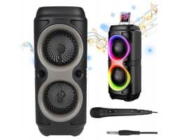 Bluetooth Speaker - Party Speaker - bluetooth speaker draadloos - Met RGB Verlichting & Karaoke Microfoon - TWS Dual Pairing - 10W Stereo Bass - Voor Binnen & Buiten Feest
