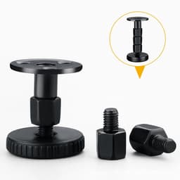 2-stuks Hoofdeinde Stabilisatoren - Hoofdbordstopper - Anti-schudhulpmiddel voor naast het bed - Verstelbaar bedframe - Inclusief lijm, schuimrubberen kussentjes en schroeven - 62-80mm - Geschikt voor bedden, kasten en banken - Zwart — thumbnail 5