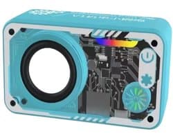 Fivesquare SteelCannon RGB Speaker – Mini Bluetooth Speaker met Transparant Industrieel Design, 5W Bass & RGB Ambient Licht