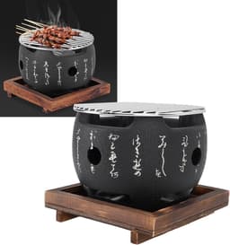 Mini Draagbare BBQ Grill - Ronde Japanse Stijl Houtskool Grill voor Tafelblad - Huishoudelijke Barbecue Kachel met Japanse Design (Luxe) — thumbnail 5