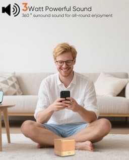 Bluetooth Speaker - Draagbare Bluetooth Mini Speaker - Draadloze Speaker - Draadloze Muziek Box - 3 uur lang muziek luisteren - Draadloze verbinding tot 10 m - Houtkleur — thumbnail 3